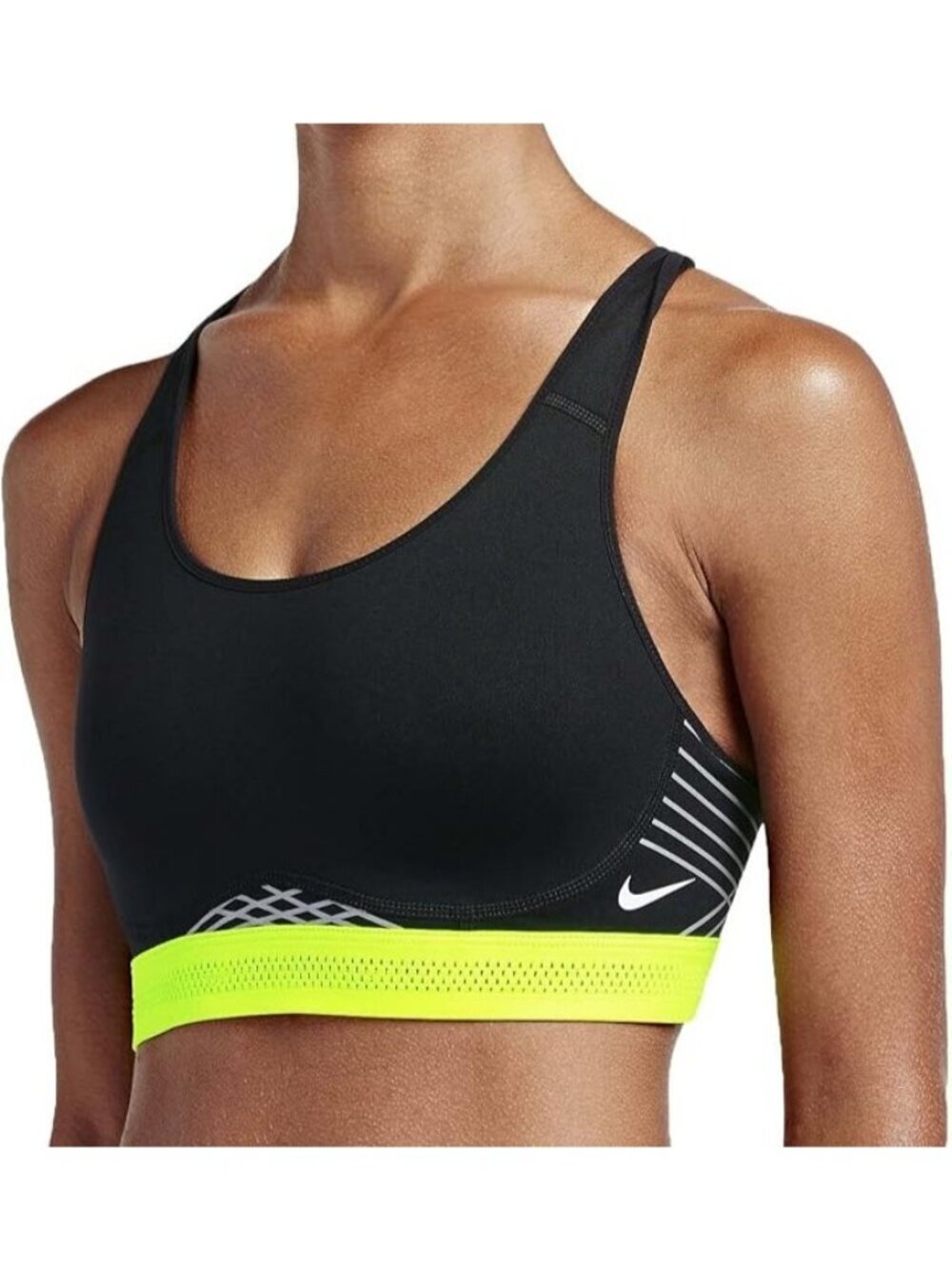 Nike Pro Fierce Sports Bra Racerback Black Neon Yellow 805200 Women' s Size Smal